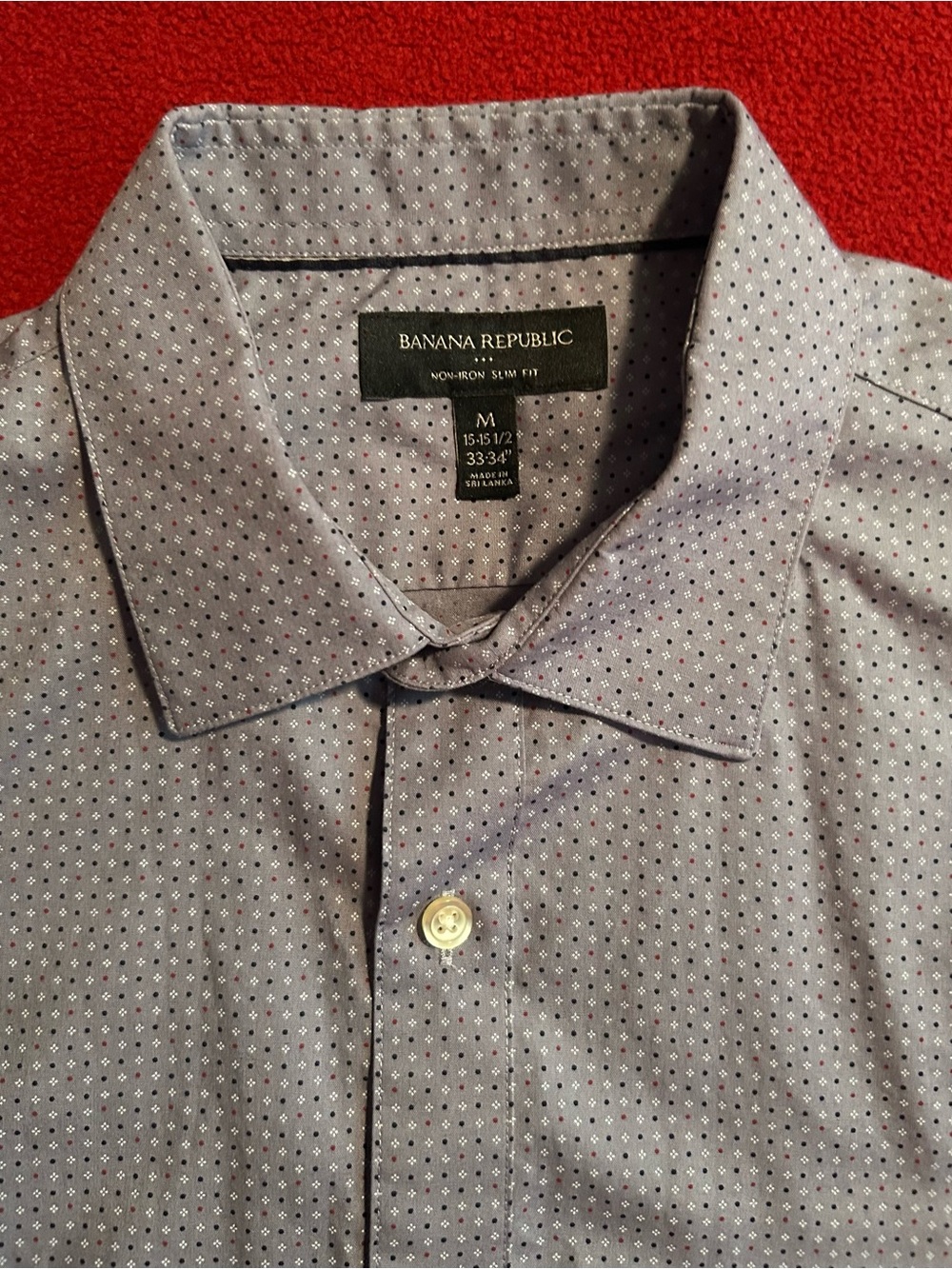 Banana Republic Men's Light Blue Micro-Dot Dress Shirt